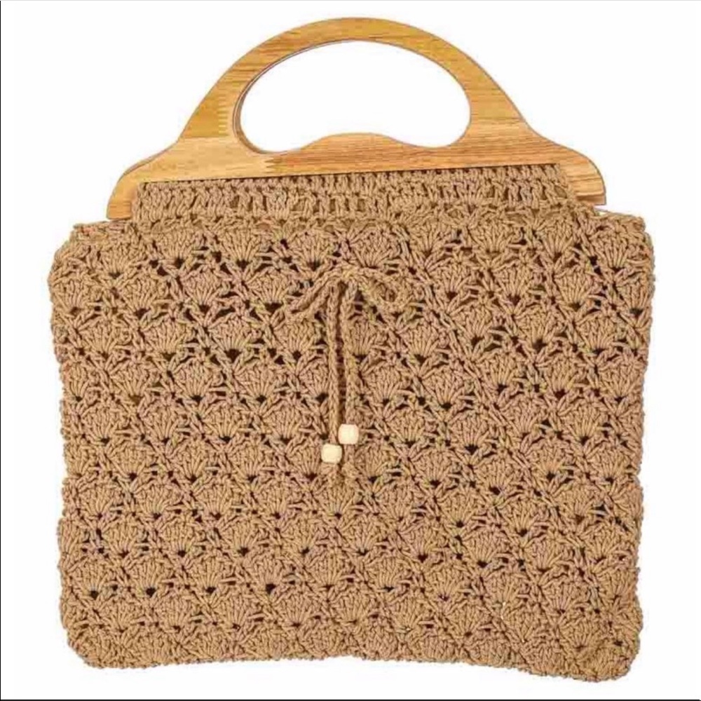 Intricate Crochet Wooden Handle Bag